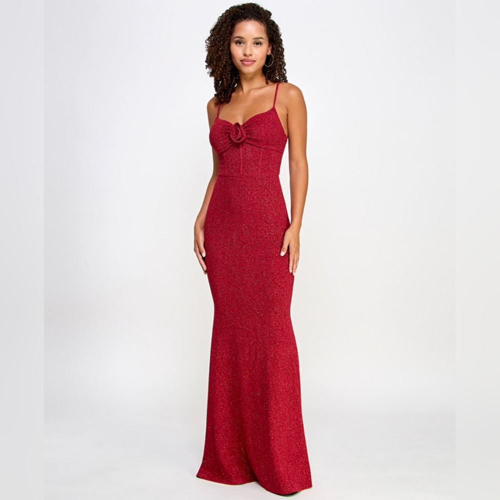 Rose-Trim Bustier Gown